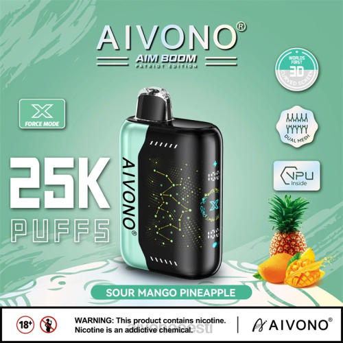 Aivono AIM BOOM 25 000 hapu mango ananass 4P4L351 - Aivono Puffs