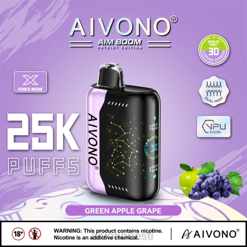 Aivono AIM BOOM 25 000 roheline õun viinamari 4P4L346 - Aivono Vape Eesti