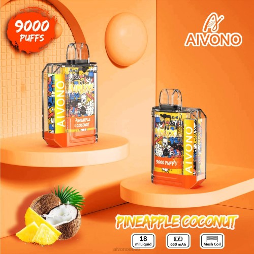 Aivono AIM XXL 9000 suu kleebis läbipaistev ananassi kookospähkel 4P4L52 - Aivono Puffs Eesti