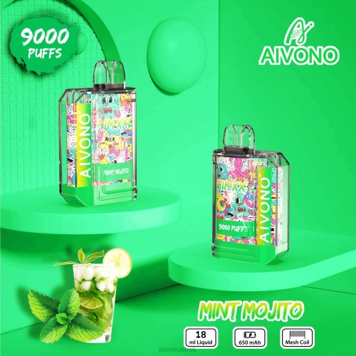 Aivono AIM XXL 9000 suu kleebis läbipaistev piparmündi mojito 4P4L55 - Aivono Puffs