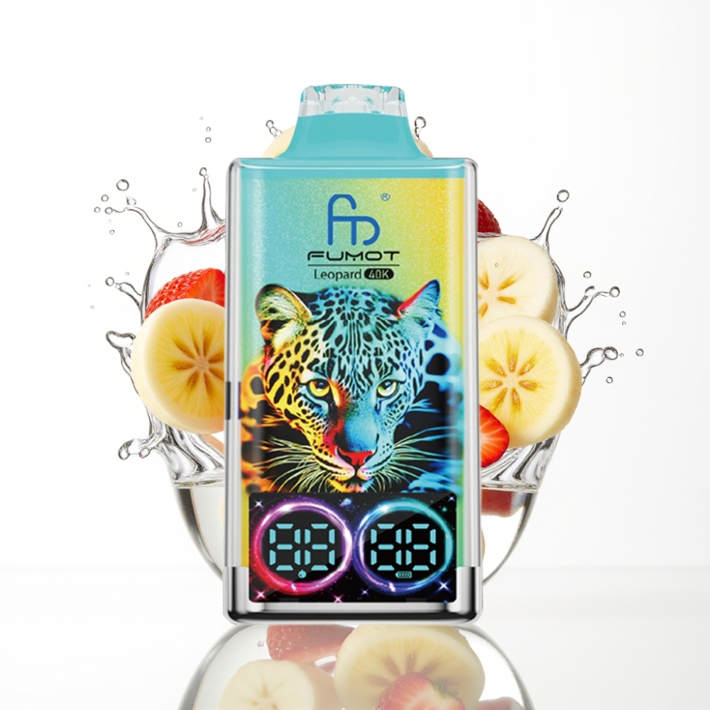 Fumot Leopard 40K Puffs Disposabel Vape Maasika-Banaani 700mAh Dual Mesh