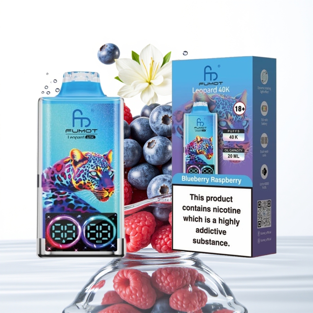 Fumot Leopard 40K Puhud Disposable Vape Mustikas Vaarikas 700mAh Dual Mesh