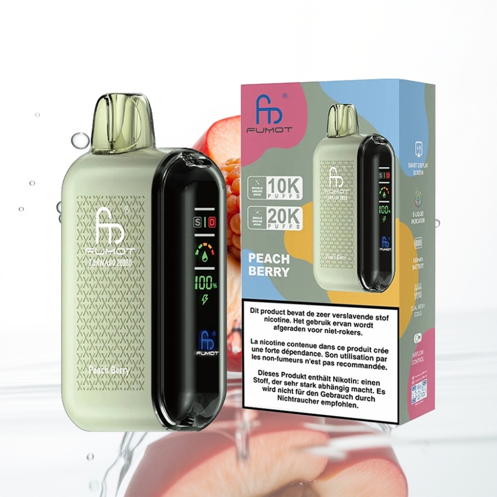 Fumot Tornado 20000 Pühkmed Dual Mesh 20ml Virsik-Marja