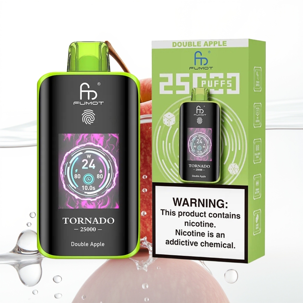Fumot Tornado 25000 Puffs HD Ekraan Kahe Õuna Maitse