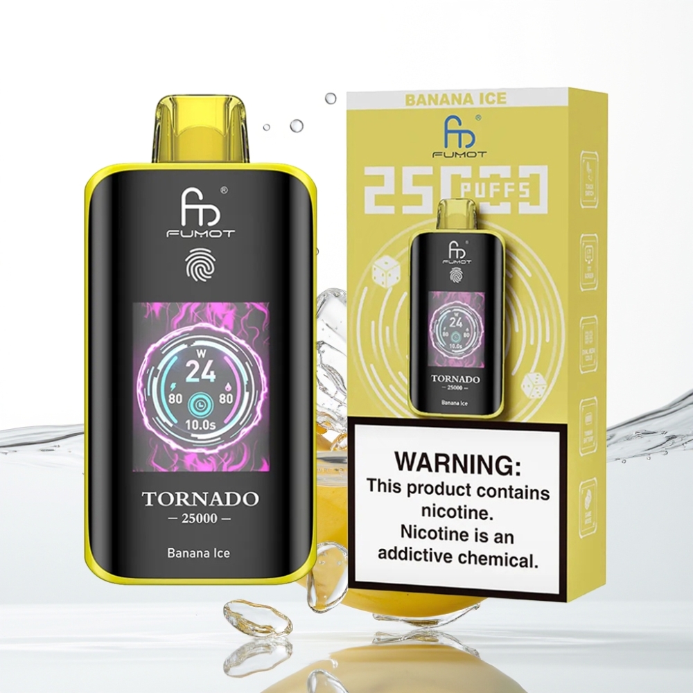 Fumot Tornado 25000 Puffs HD Ekraaniga Banaanijää 20ml
