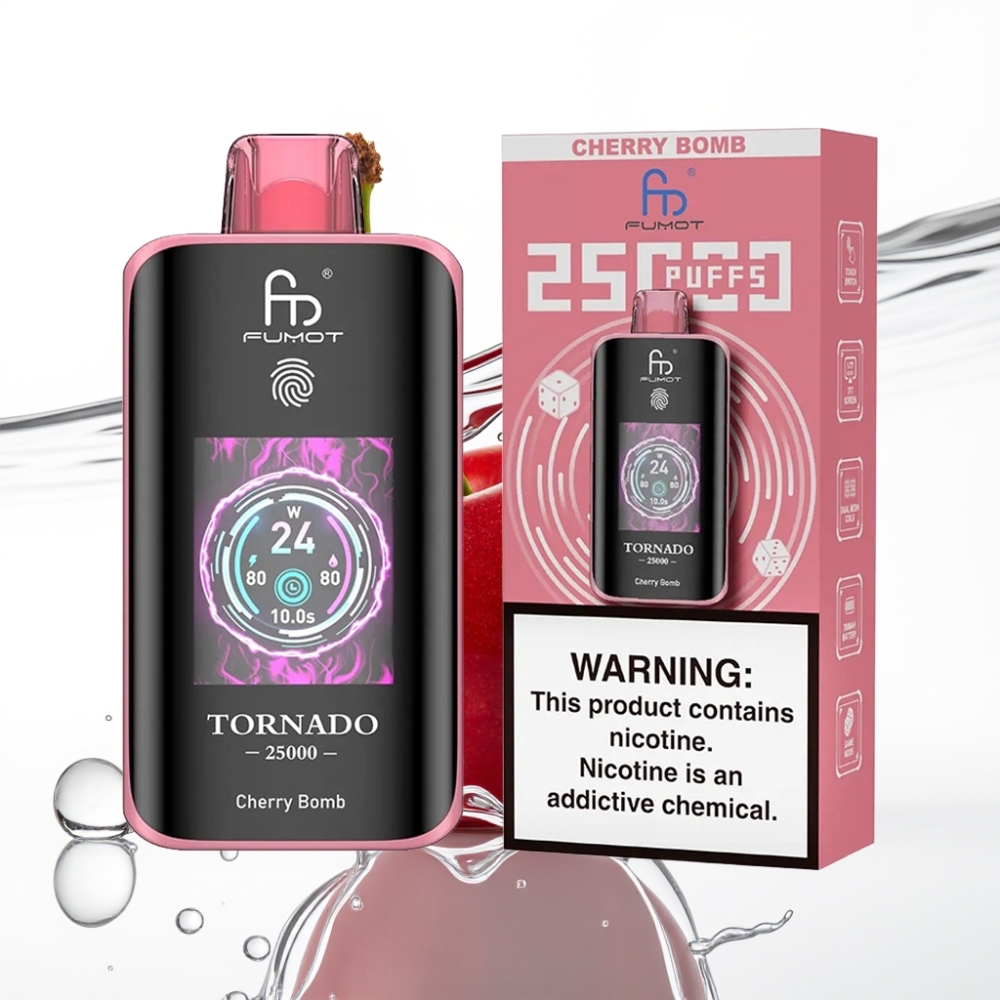 Fumot Tornado 25000 Puhangud HD Ekraan 700mAh Kirss-Pomm