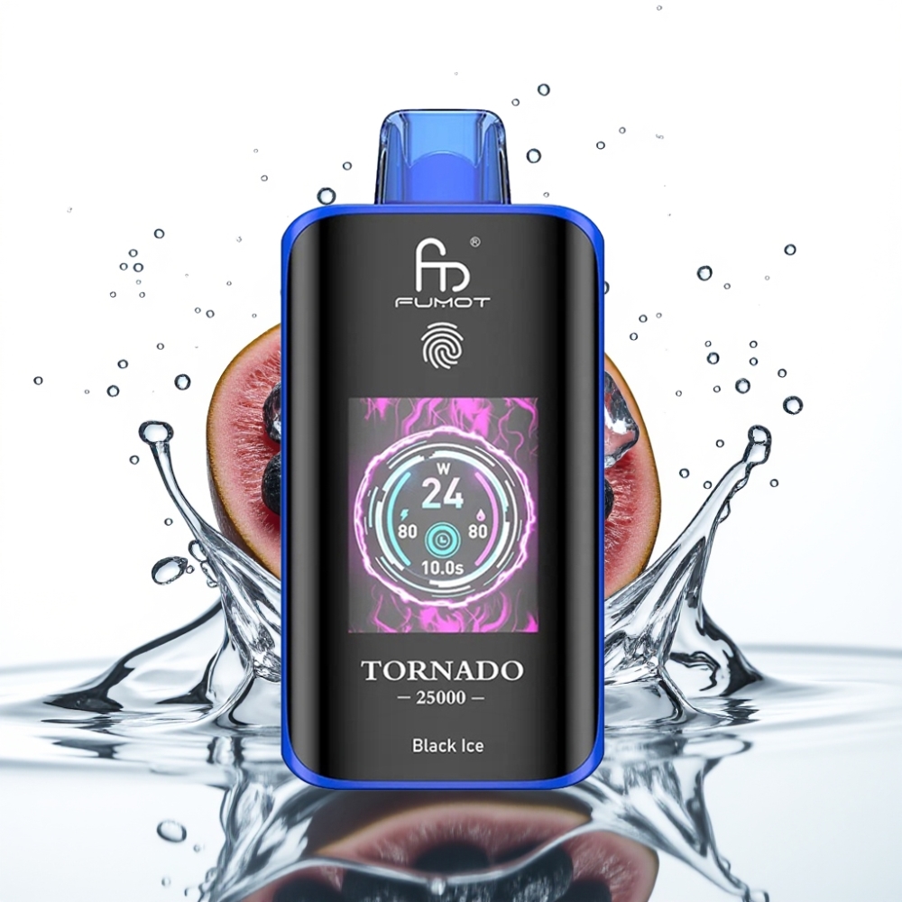 Fumot Tornado 25000 Puhangut Must Jää HD Ekraan 700mAh