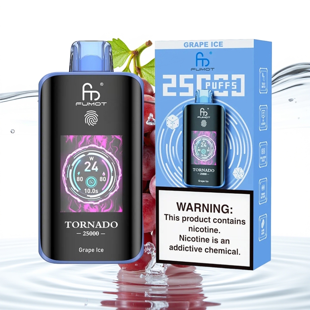 Fumot Tornado 25000 Söödud HD Ekraan 700mAh Viinamäe-Jää