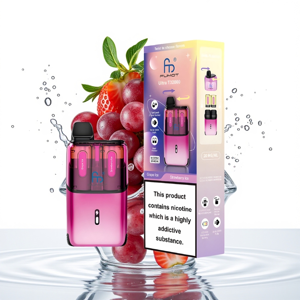 Fumot Ultra T32000 Disposable Vape Viinamarja-Jahilik - Maasika-Jahilik 32k Puff 24ml