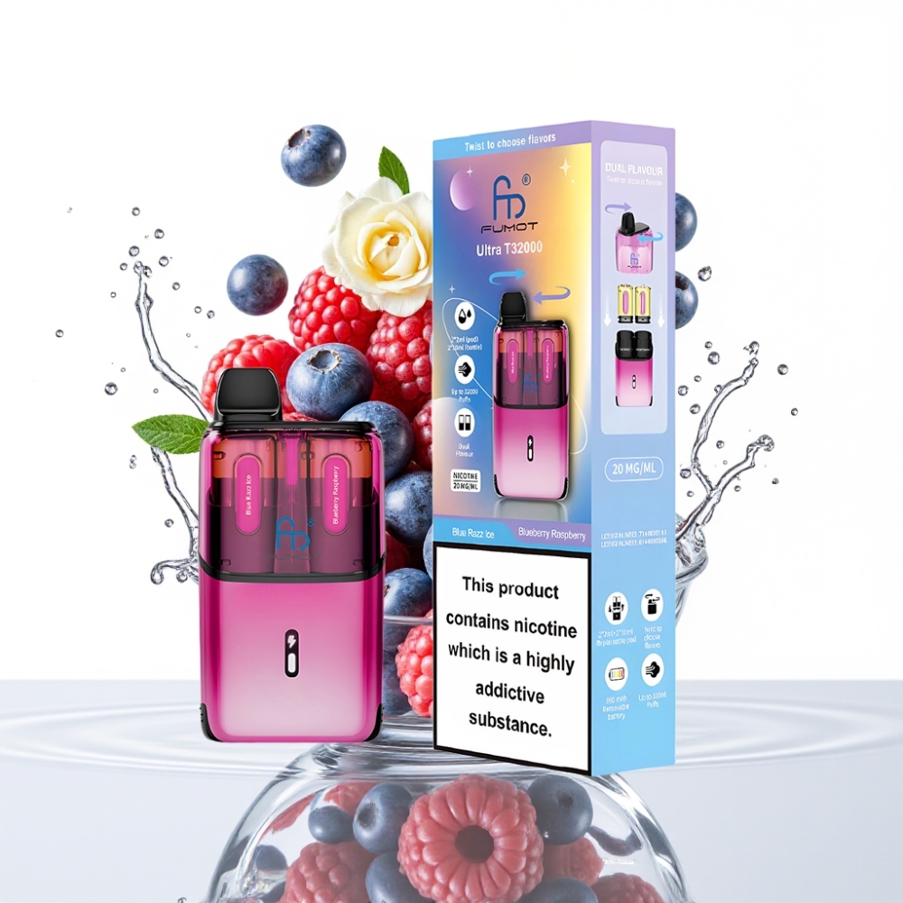 Fumot Ultra T32000 Ühekordne Vape Sinine Vaarikas-Jõhvikas (32000 tossu 24ml 20mg)