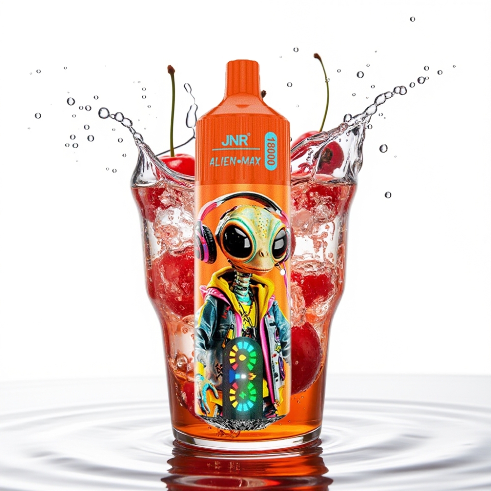 JNR Alien Max 18000 Soodsad Puudutused Tugevad Kahekordsed Mähised 28ml E-vedelik Gaseeritud Kirsikola