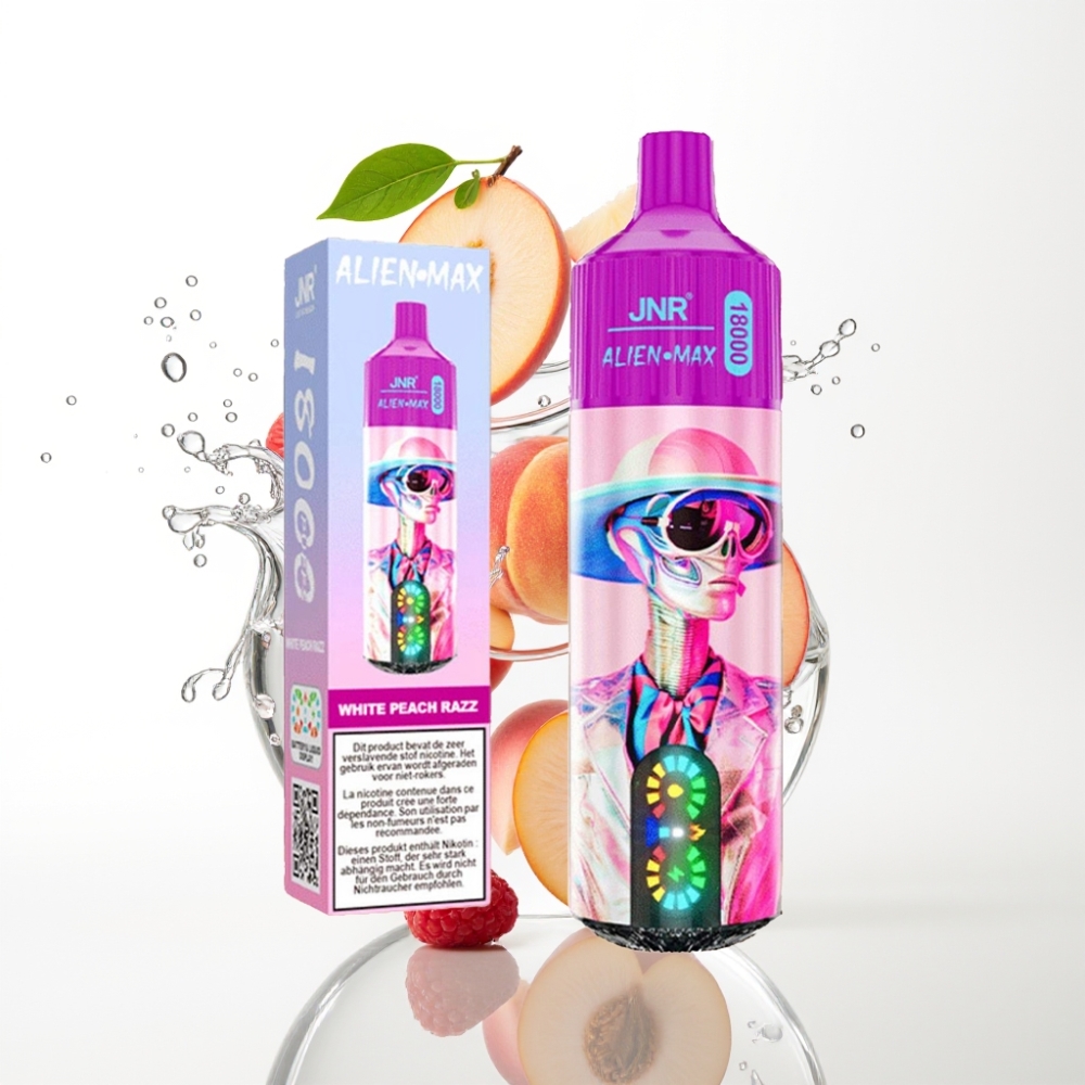 JNR Alien Max 18000 Sügavuti Valge Virsik-Razz LED 28ml Tüüp-C