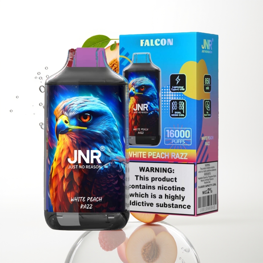 JNR Falcon 16000 Puffs Valge Virsik-Razz 850mAh 22ml