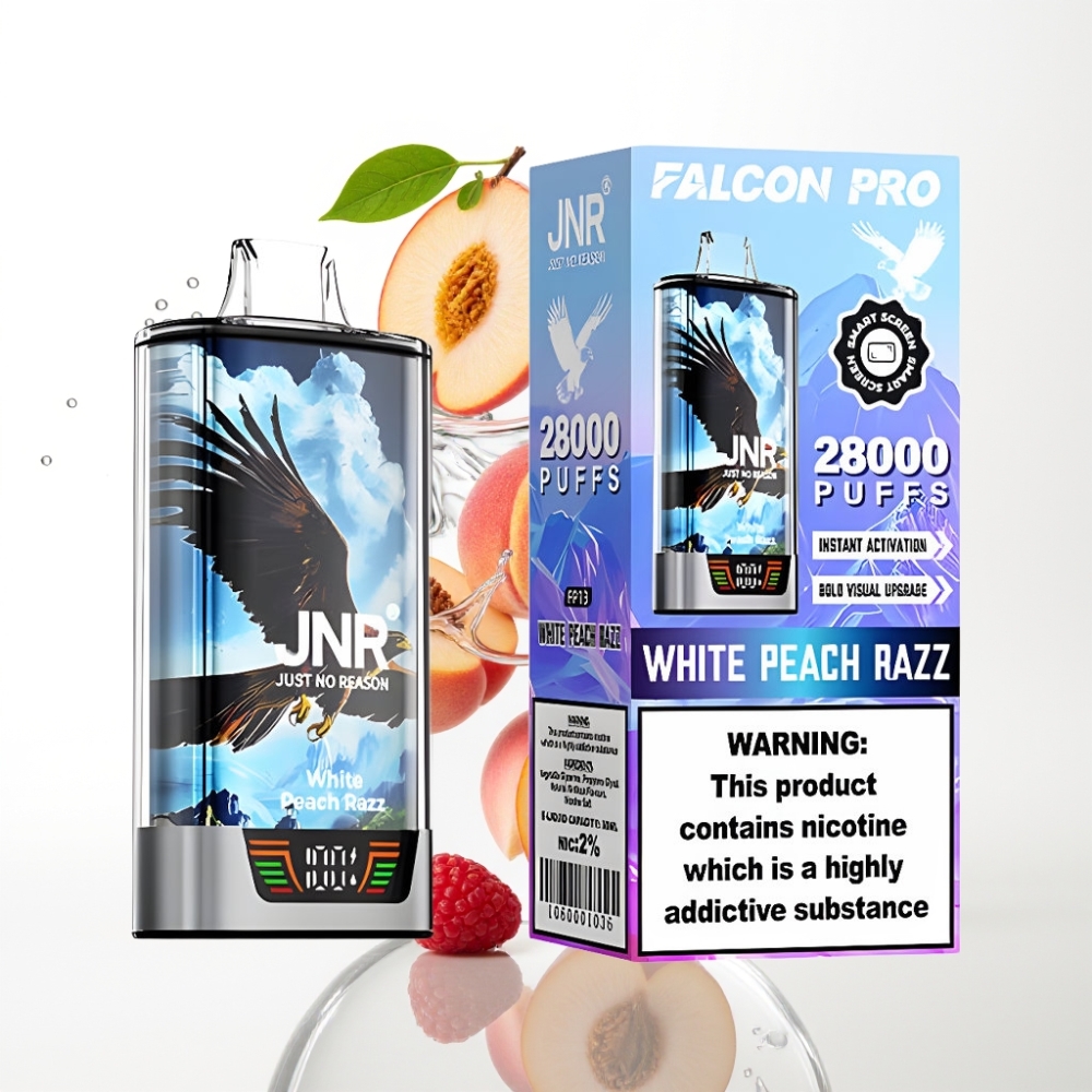 JNR Falcon Pro 28000 Ühekordne Vape Valge Virsik-Razz 30ml 28000 Tõmmet