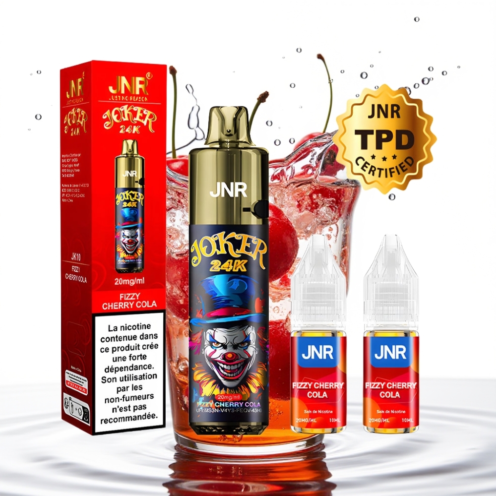 JNR Joker 24K Puffide Disposable Vape – Gaseline Kirsi-Kola 24000 Puffi 2 Nikotiini 800mAh