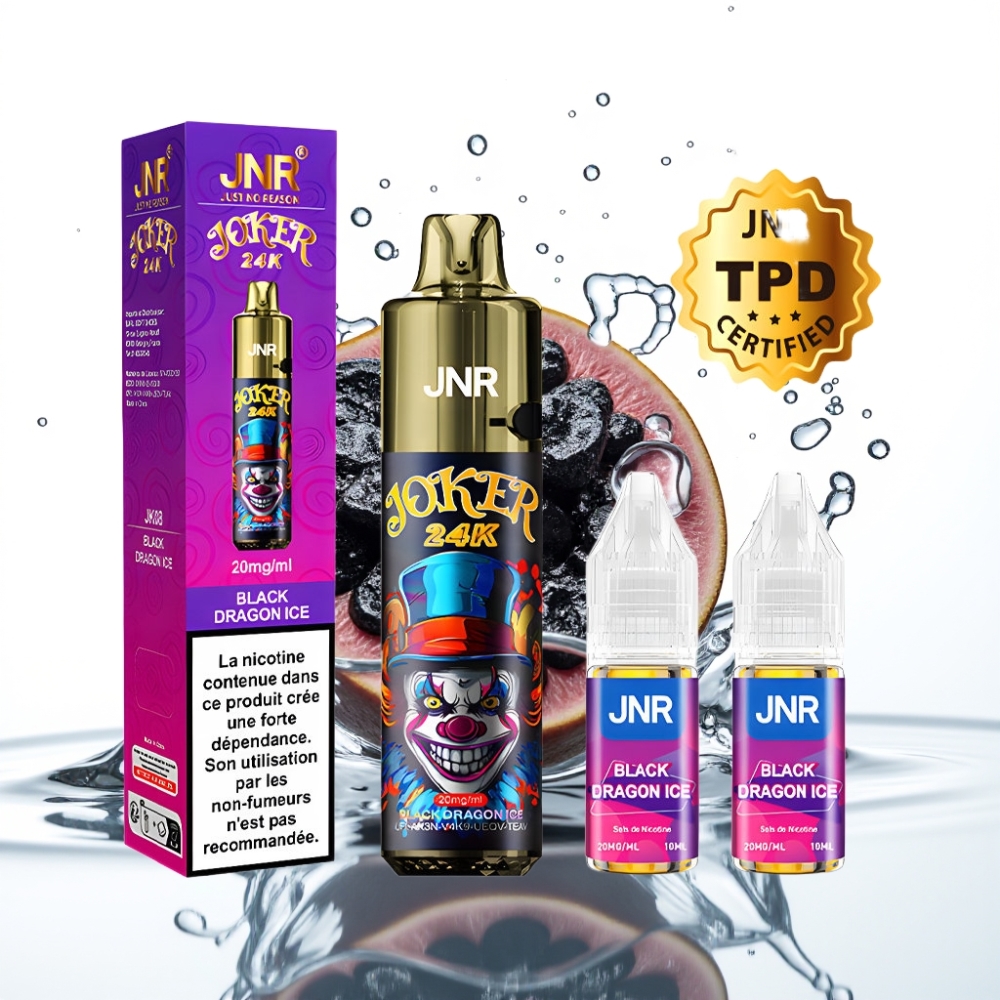 JNR Joker 24K Puffs Taastetav Pod Must Draakon Jää 2+10ml 800mAh
