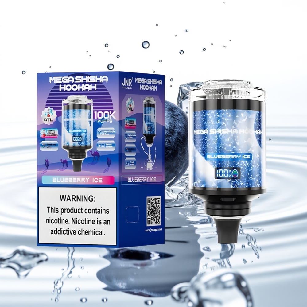 JNR Mega Shisha Hookah 100K Lauaühilduvus Mustikas-Jää