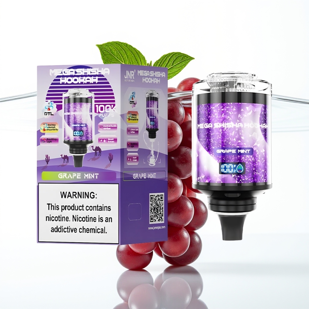 JNR Mega Shisha Hookah 100K Lauaühilduvus Viinamäe-Münt 2200mAh Tüüp-C