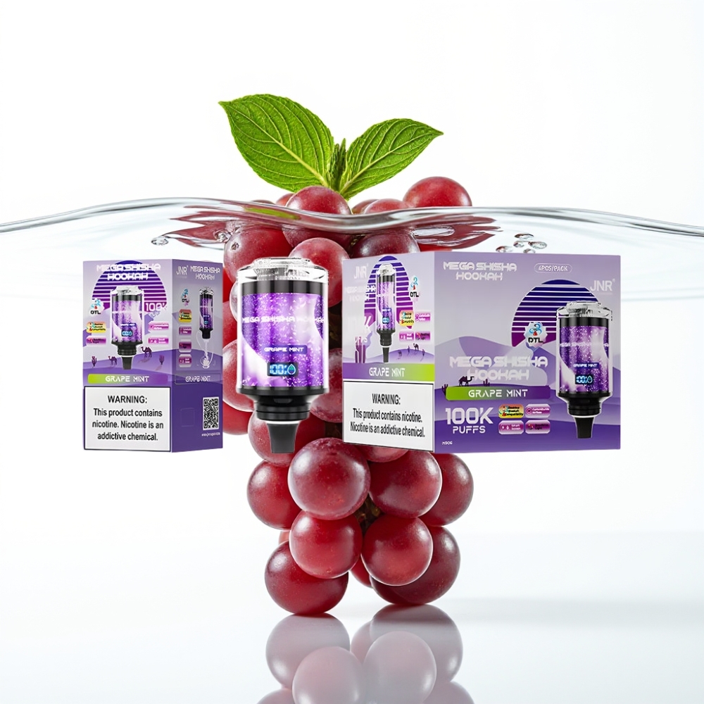 JNR Mega Shisha Hookah 100K Lauaühilduvus Viinamäe-Münt 2200mAh Tüüp-C