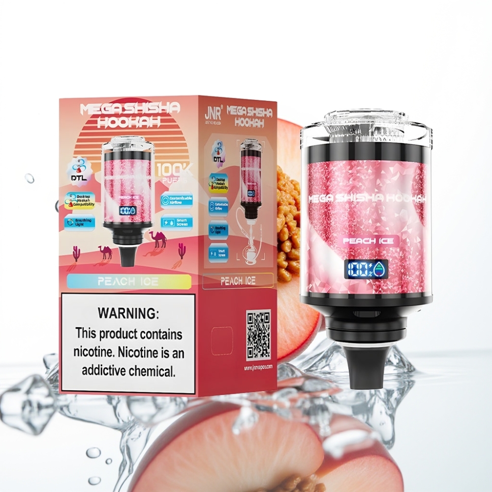 JNR Mega Shisha Hookah 100K Lauaühilduvus Virsikujää 2200mAh Tüüp-C