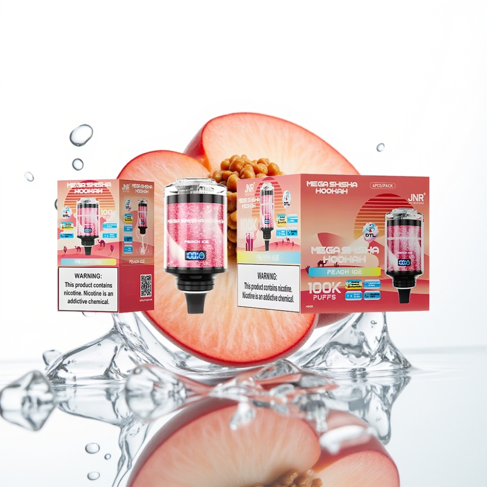 JNR Mega Shisha Hookah 100K Lauaühilduvus Virsikujää 2200mAh Tüüp-C