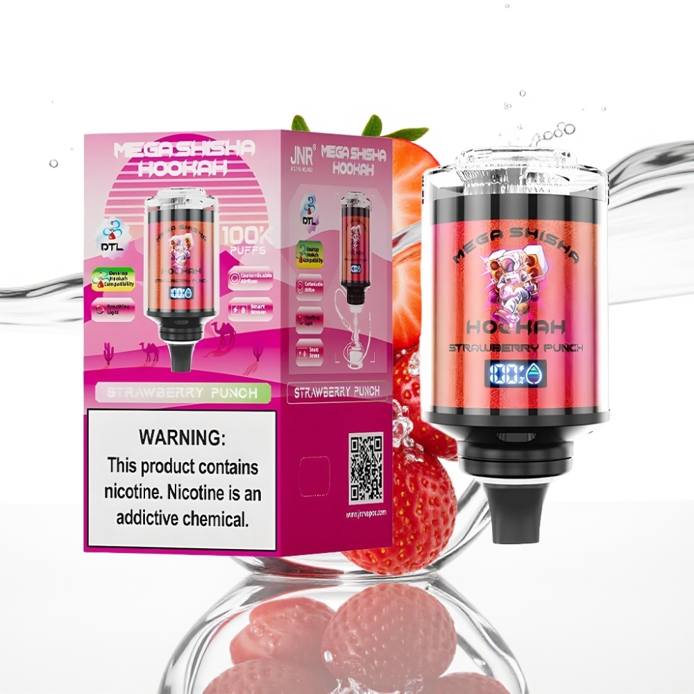 JNR Mega Shisha Hookah 100K Laudatarbes 60ml Maasikapung