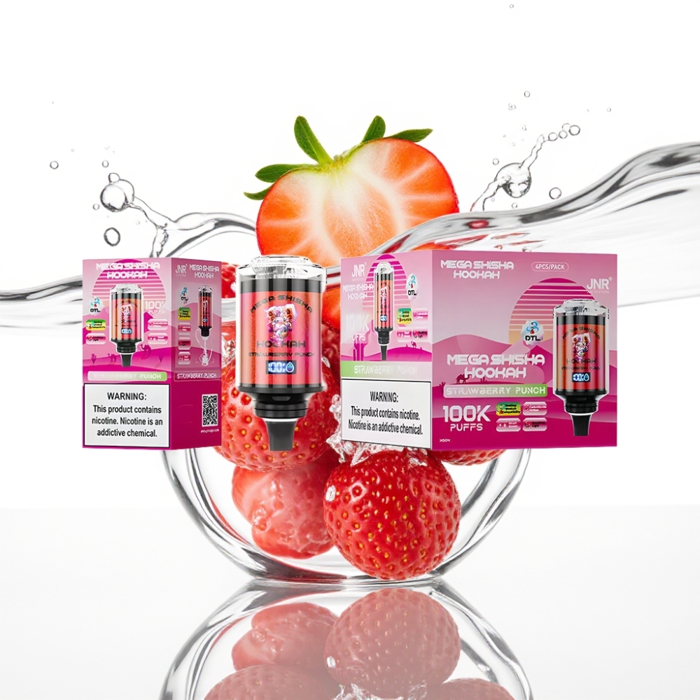 JNR Mega Shisha Hookah 100K Laudatarbes 60ml Maasikapung