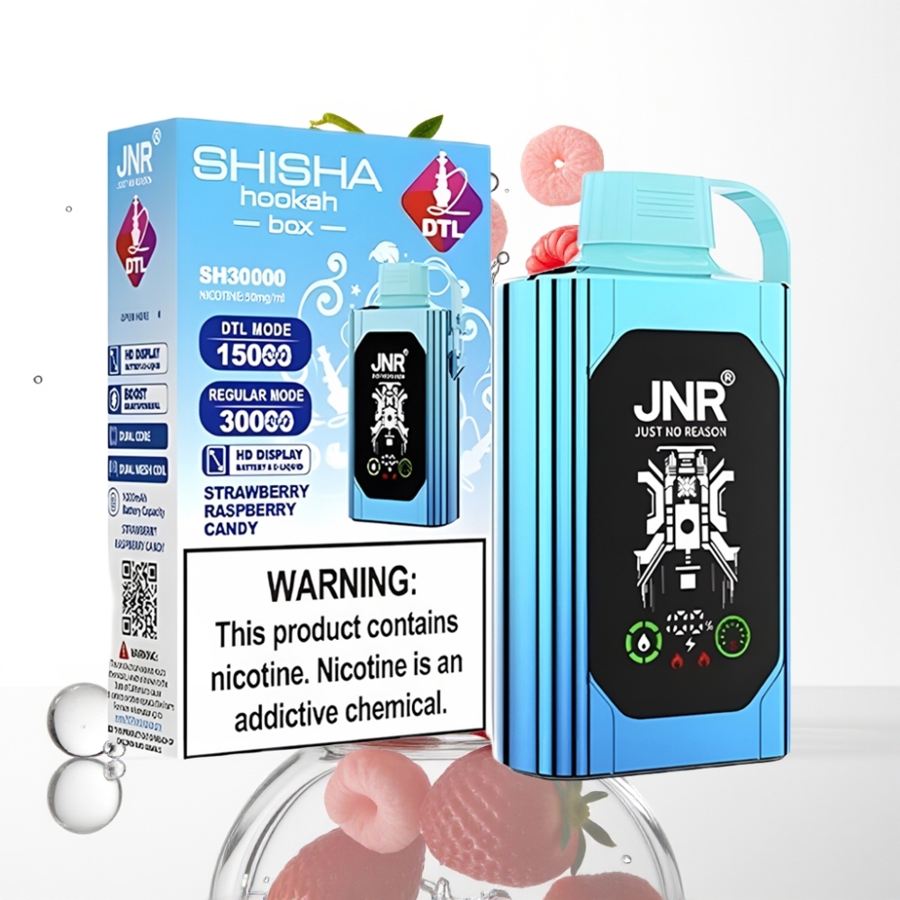 JNR Shisha Hookah Box 20500 Löögid – Maasikas-Vaarikakomm 25ml Dual Mesh Coil