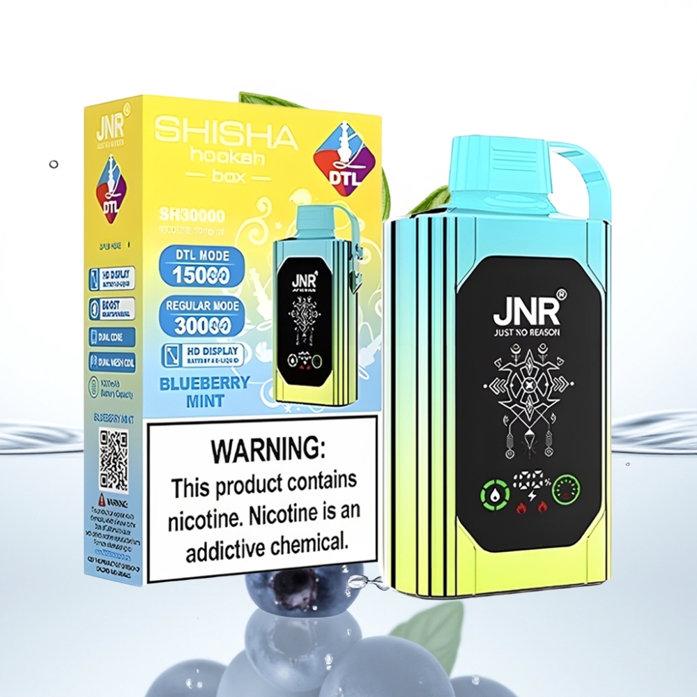 JNR Shisha Hookah Box 20500 Puffs Mustikas-Münt  HD Ekraan 25ml Type-C