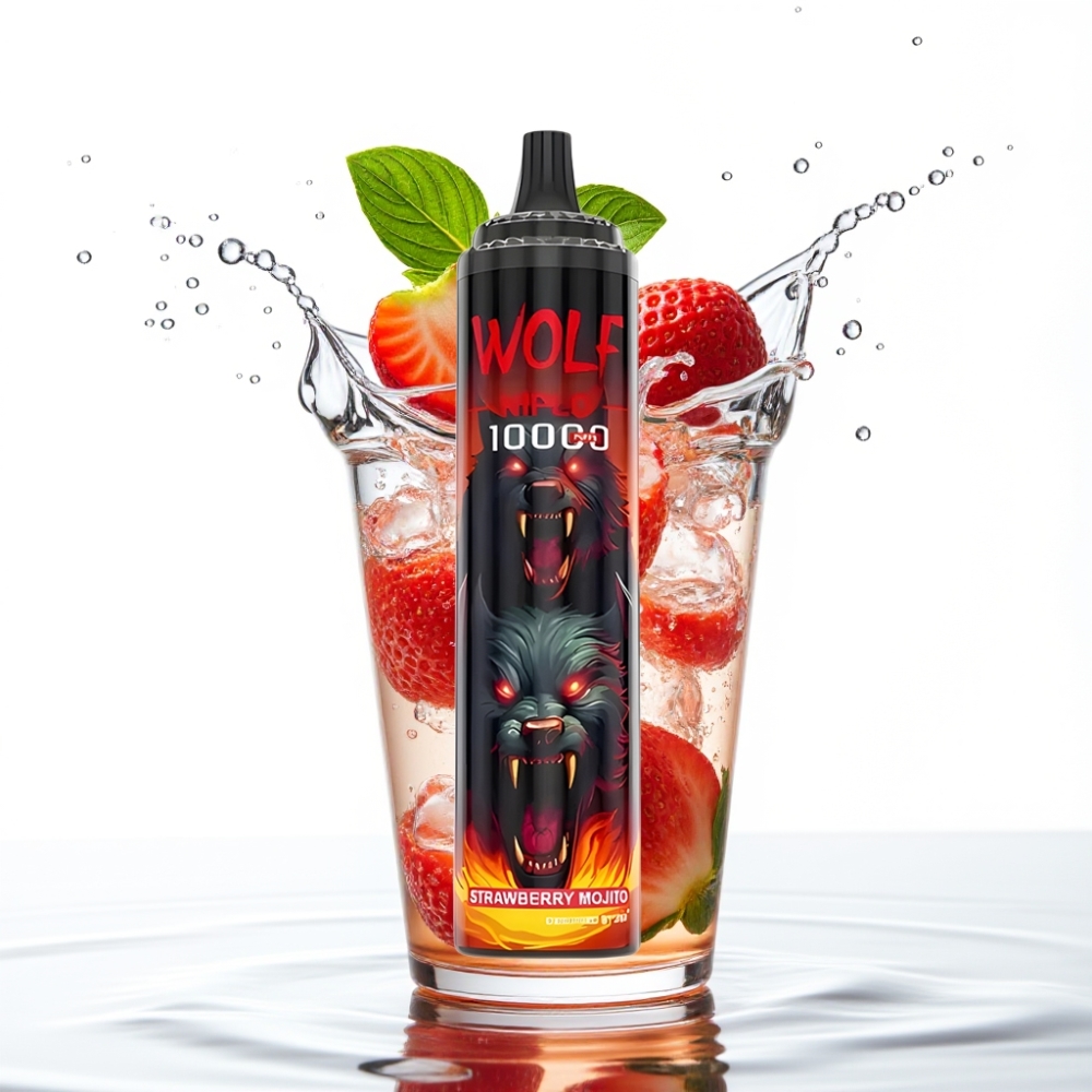 JNR Wolf Niplo 10000 Mahutavusega 20ml Maasikamoijito Mesh 10 Ohm