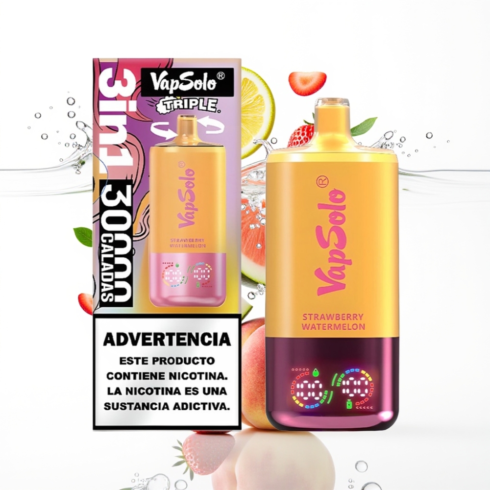 VapSolo Triple 30000 Puffs Maasikas-Arbuus  Sidrun-Pirsak