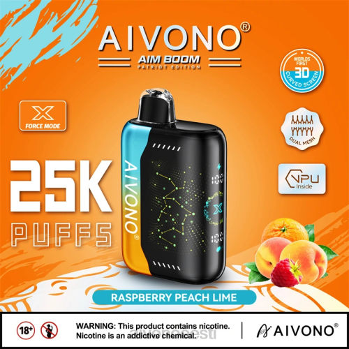 Aivono AIM BOOM 25 000 vaarika virsiku laim 4P4L350 - Aivono Vape Eesti