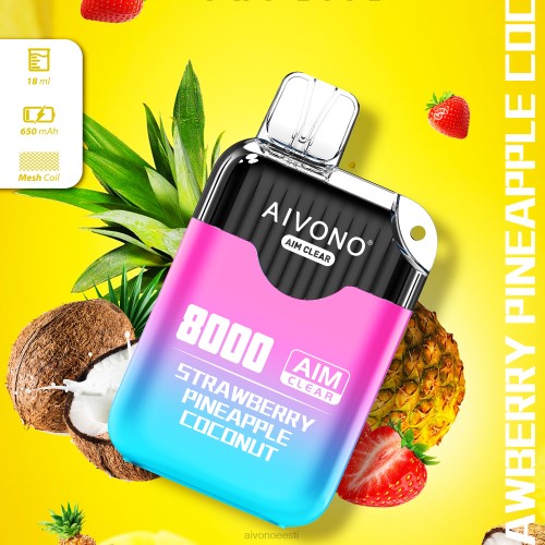 Aivono AIM CLEAR 8000 maasika-ananassi kookospähkel 4P4L207 - Aivono Puffs