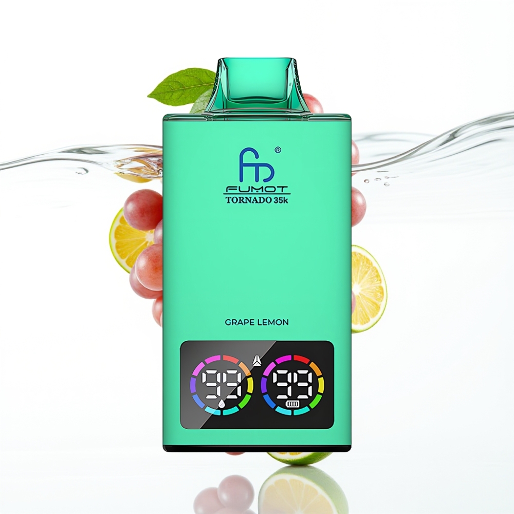 Fumot Tornado 35K Ühekordne Veip – Viinamarja-sidrun, Dual Mesh, 35K Tõmmet, USB-C