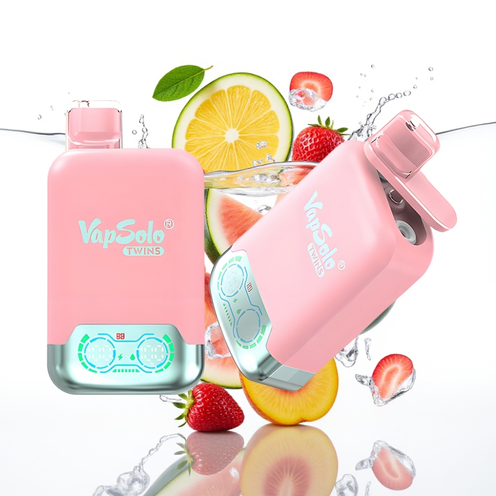 Vapsolo Twins 20000 Sisu: Maasikajää & Mango-Pirn-Arbuus, 40ml, 2 tanki, Type-C